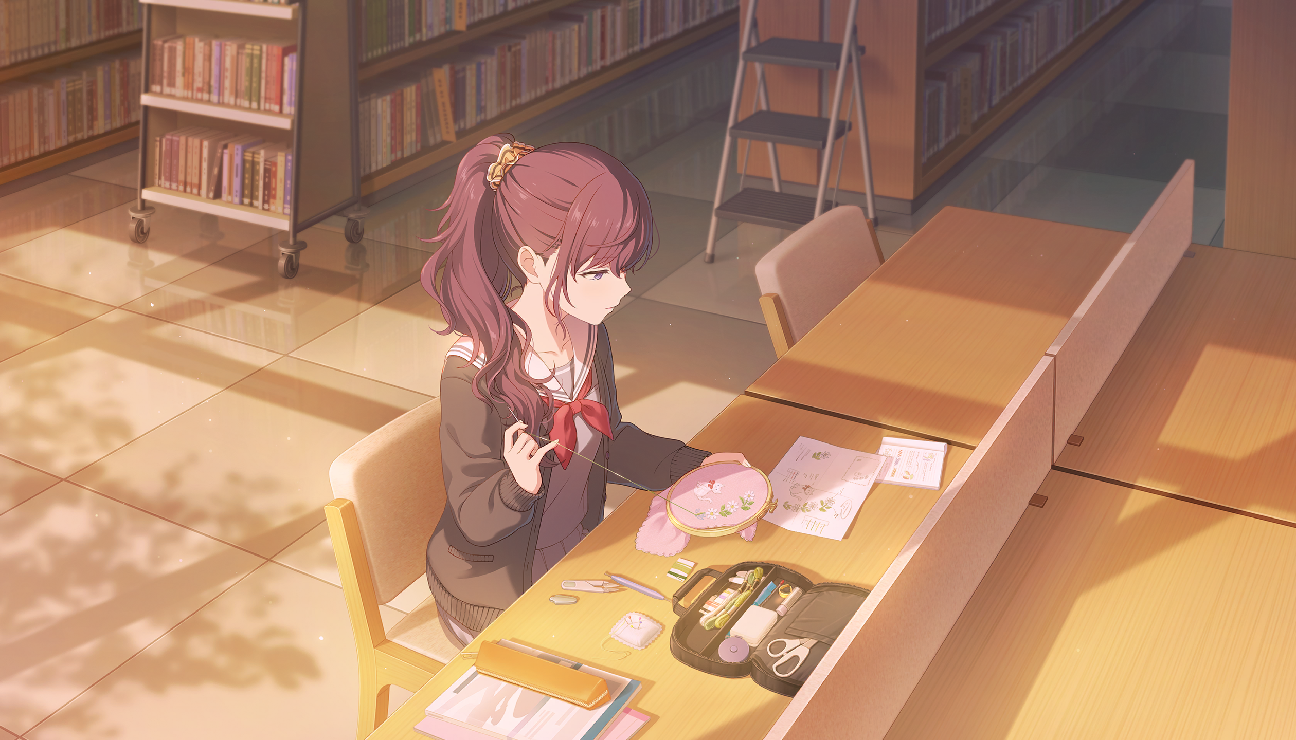 静かな図書室で 特訓前